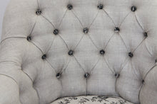 Load image into Gallery viewer, Linen deep buttoned reupholstered chair