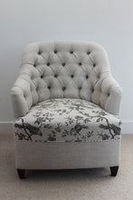Load image into Gallery viewer, Linen deep buttoned reupholstered chair